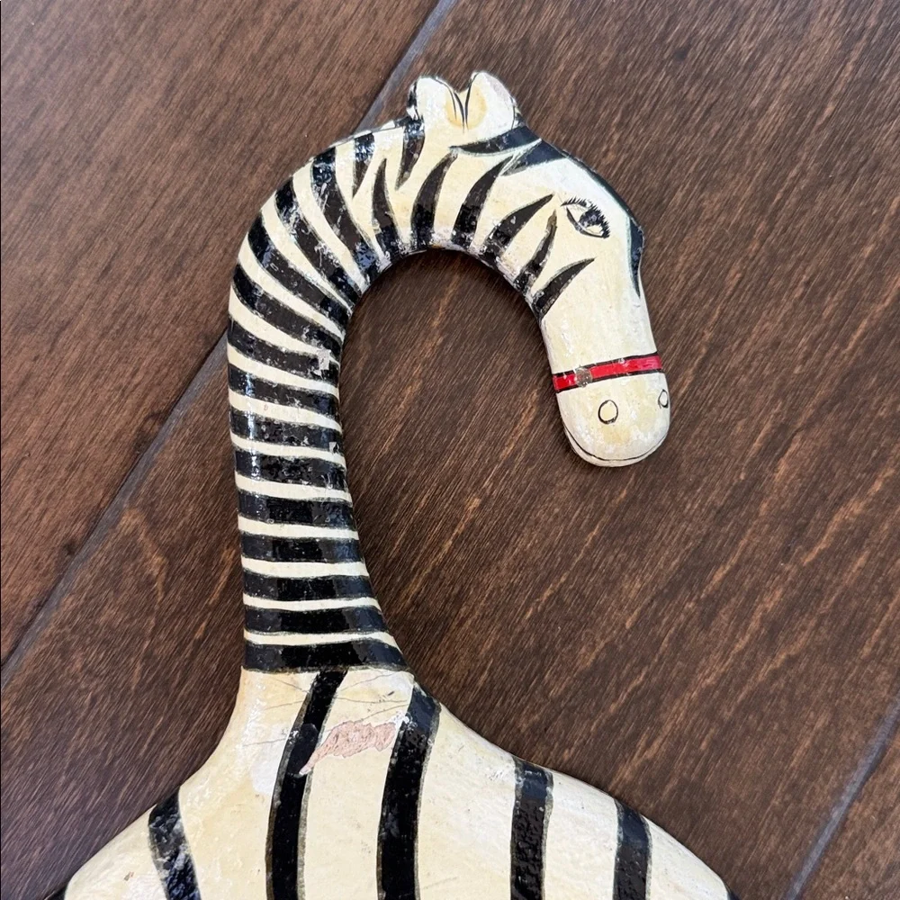 Hand painted wooden Zebra hanger